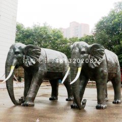 大象雕塑，玻璃鋼仿銅動物雕塑