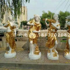 吹拉彈唱雕塑，玻璃鋼西方美女雕塑
