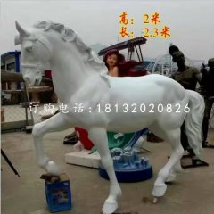 白馬雕塑，玻璃鋼動物雕塑