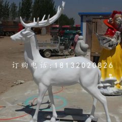 玻璃鋼白色小鹿雕塑，公園動物雕塑