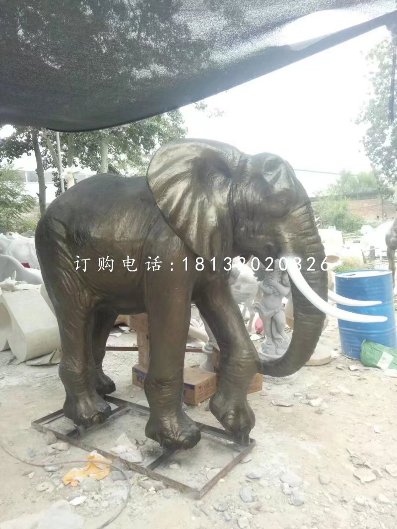 玻璃鋼仿銅大象雕塑,動物雕塑 (1)