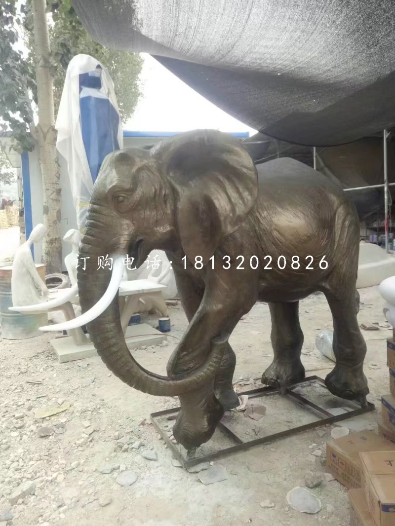 玻璃鋼仿銅大象雕塑,動物雕塑 (2)