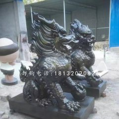 麒麟雕塑，玻璃鋼仿銅神獸