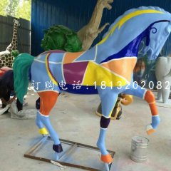 玻璃鋼彩繪馬雕塑，公園動物雕塑