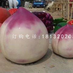 玻璃桃子雕塑，仿真水果