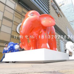 卡通小象雕塑，玻璃鋼商場(chǎng)擺件