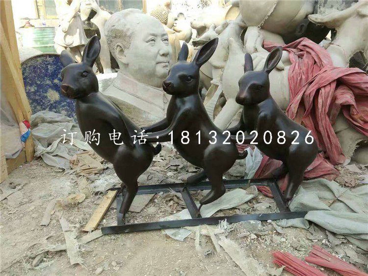 玻璃鋼烤漆動物，小兔子雕塑