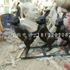 玻璃鋼烤漆動物，小兔子雕塑