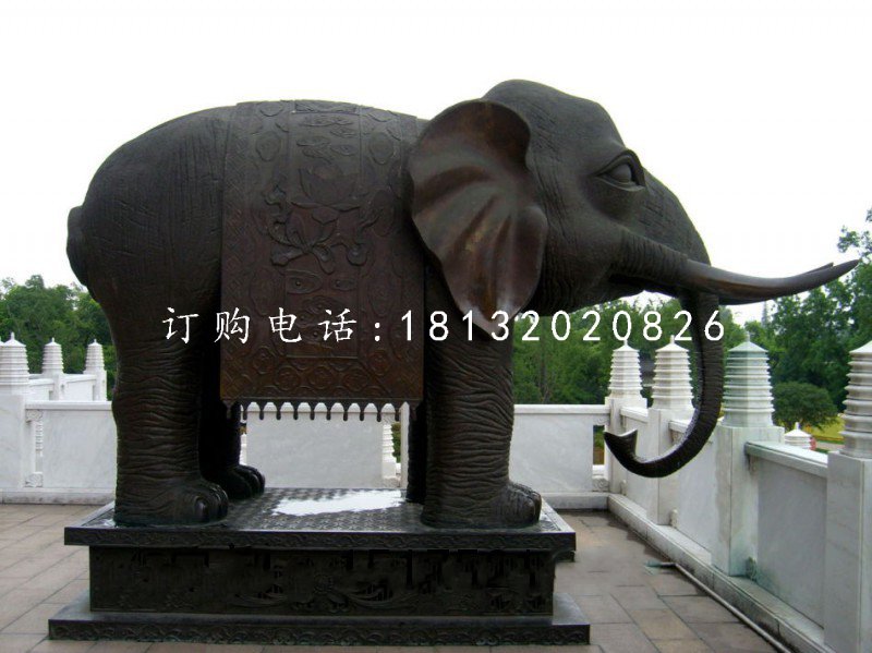 銅雕大象，寺廟銅大象雕塑