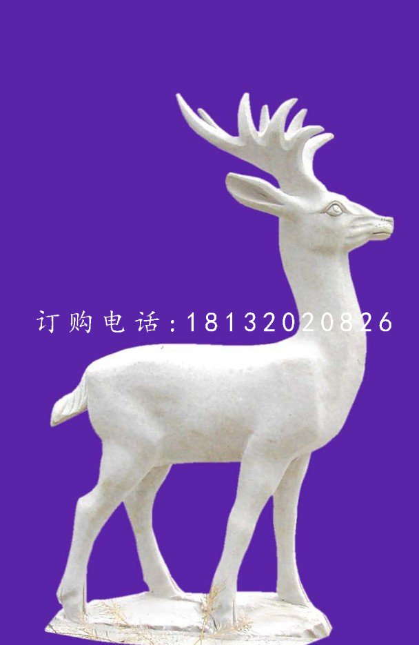 小鹿石雕，公園漢白玉動(dòng)物雕塑