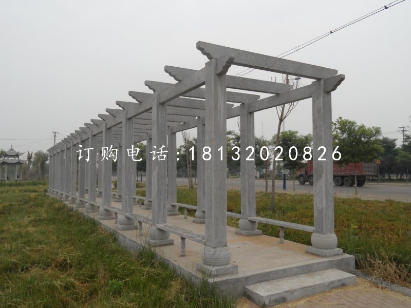 青石長廊，公園景觀石雕