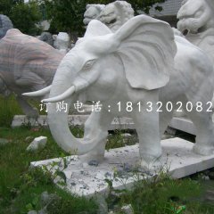 大理石大象，公園動(dòng)物石雕