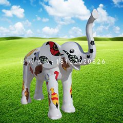 玻璃鋼彩繪小象，玻璃鋼動物雕塑