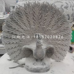 大理石孔雀開屏，動物石雕