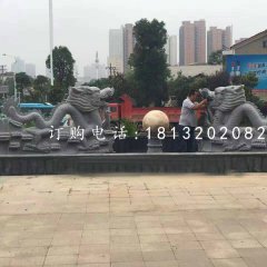 雙龍戲珠噴泉石雕，廣場噴泉雕塑