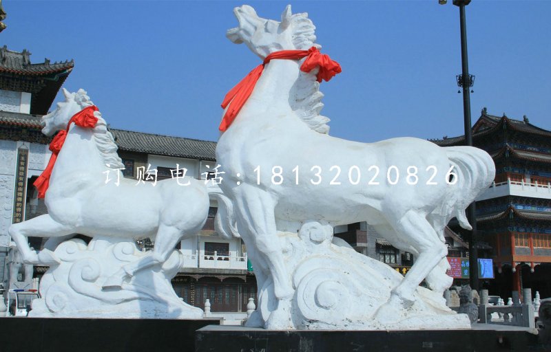 漢白玉奔馬雕塑,廣場動物石雕