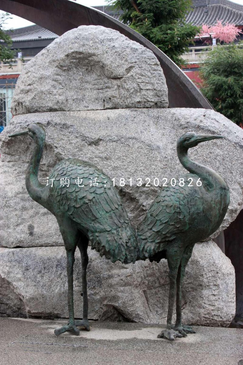 青銅仙鶴雕塑 動(dòng)物銅雕 公園景觀銅雕