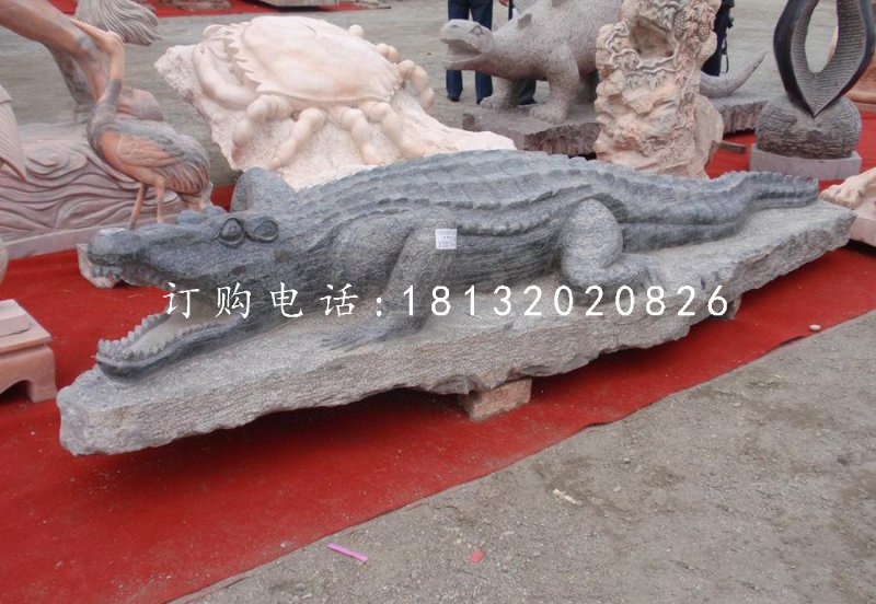 鱷魚石雕,大理石動(dòng)物雕塑