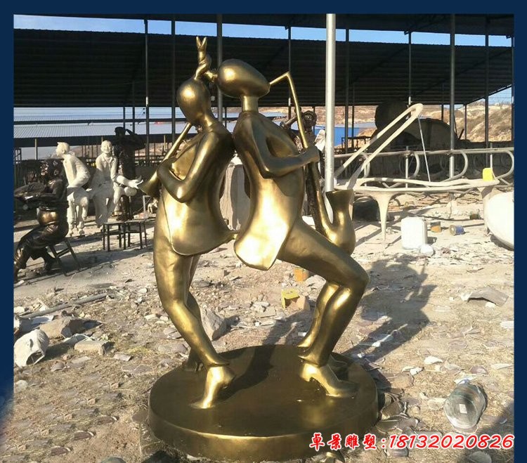銅雕貼金吹薩克斯 廣場(chǎng)人物雕塑[1][1]