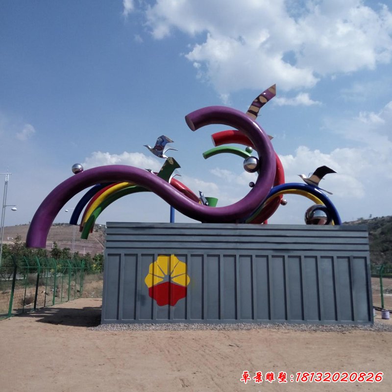 不銹鋼祥云雕塑，不銹鋼飛翔雕塑，廣場(chǎng)雕塑 (5)