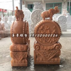 抱鼓石，晚霞紅大象石門墩