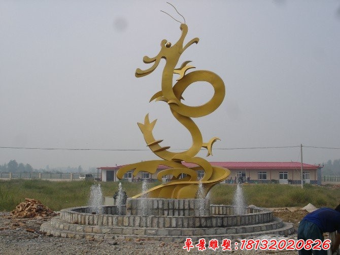 不銹鋼金龍雕塑，不銹鋼神獸雕塑