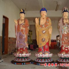 玻璃鋼西方三圣雕塑，彩繪佛像雕塑