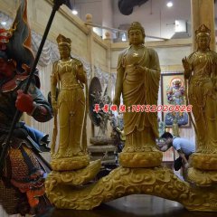 玻璃鋼東方三圣雕塑，玻璃鋼佛像雕塑