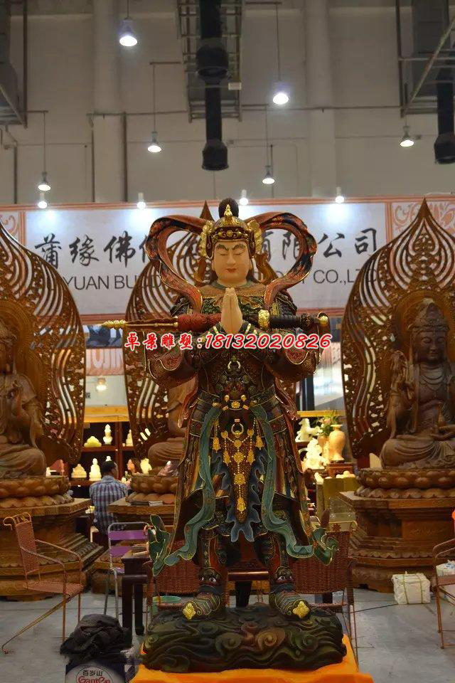 玻璃鋼韋陀菩薩雕塑，玻璃鋼神仙雕塑