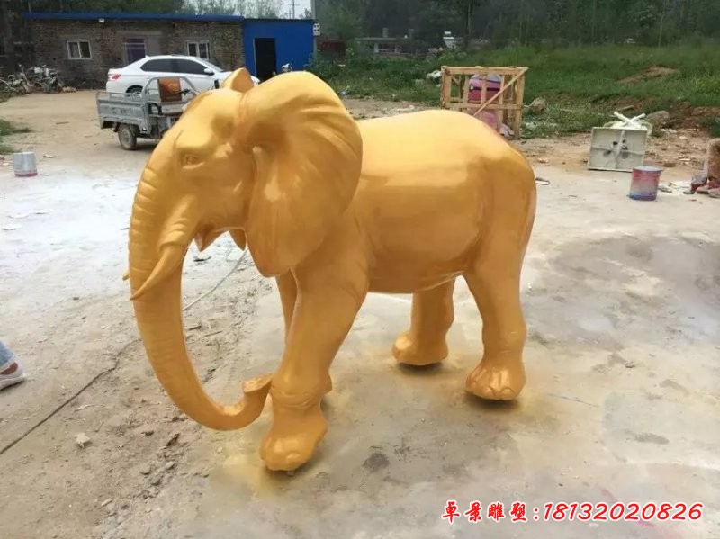 玻璃鋼大象雕塑,玻璃鋼噴漆大象雕塑