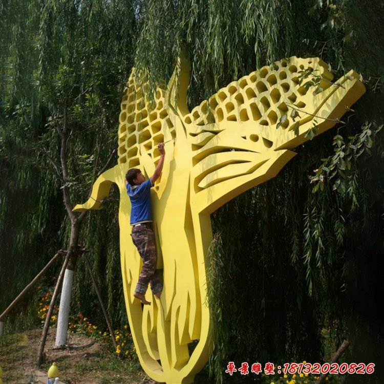 不銹鋼玉米雕塑,剪紙不銹鋼雕塑 (3)