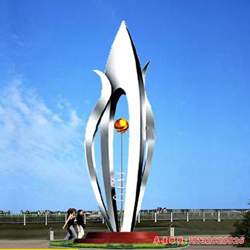 不銹鋼樹葉抽象花骨朵雕塑 企業(yè)景觀雕塑