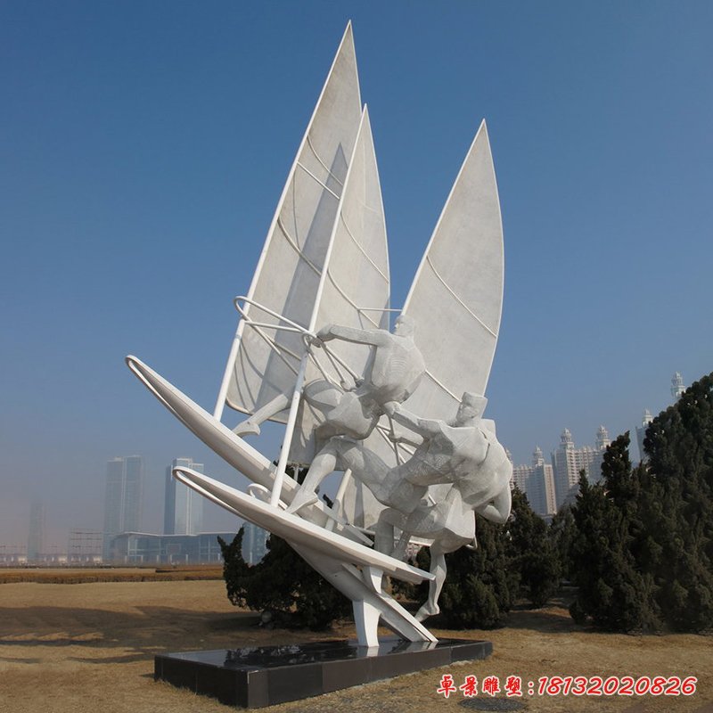 帆船比賽雕塑，不銹鋼運動雕塑