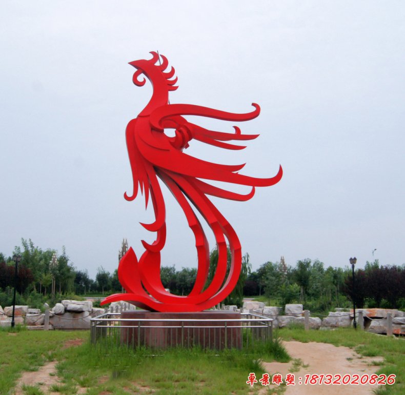廣場(chǎng)不銹鋼抽象鳳凰雕塑(1)