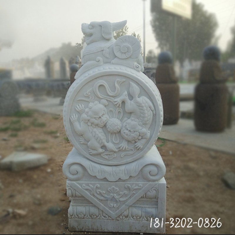 漢白玉獅子抱鼓 石雕公園景觀雕塑